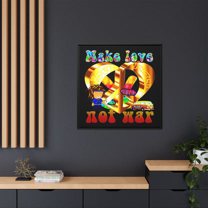 love peace - framed canvas art (black)