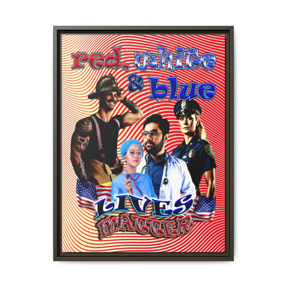 rw&b lives matter - framed canvas art (yellow-orange wave)