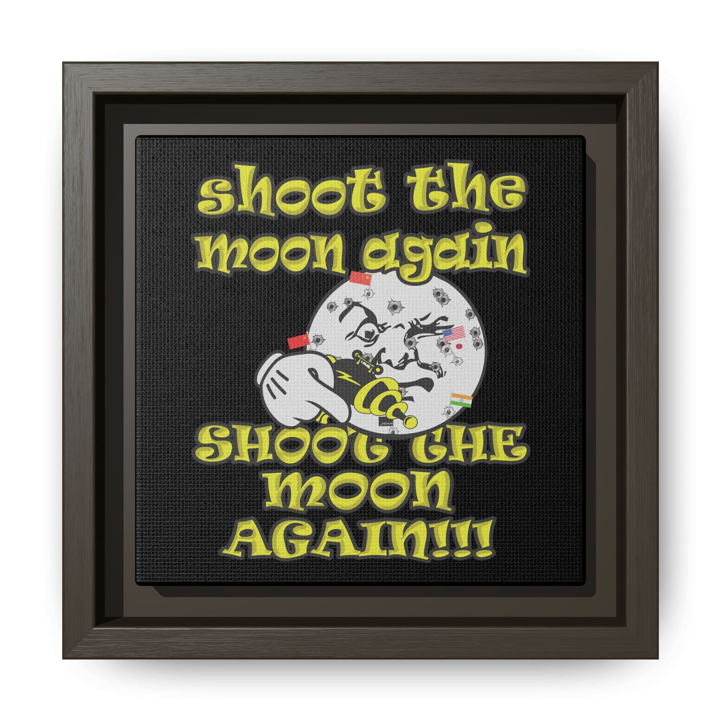 shoot the moon again - framed canvas art (black)