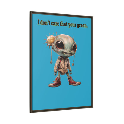 I don't care that your green - framed canvas art (turquoise)