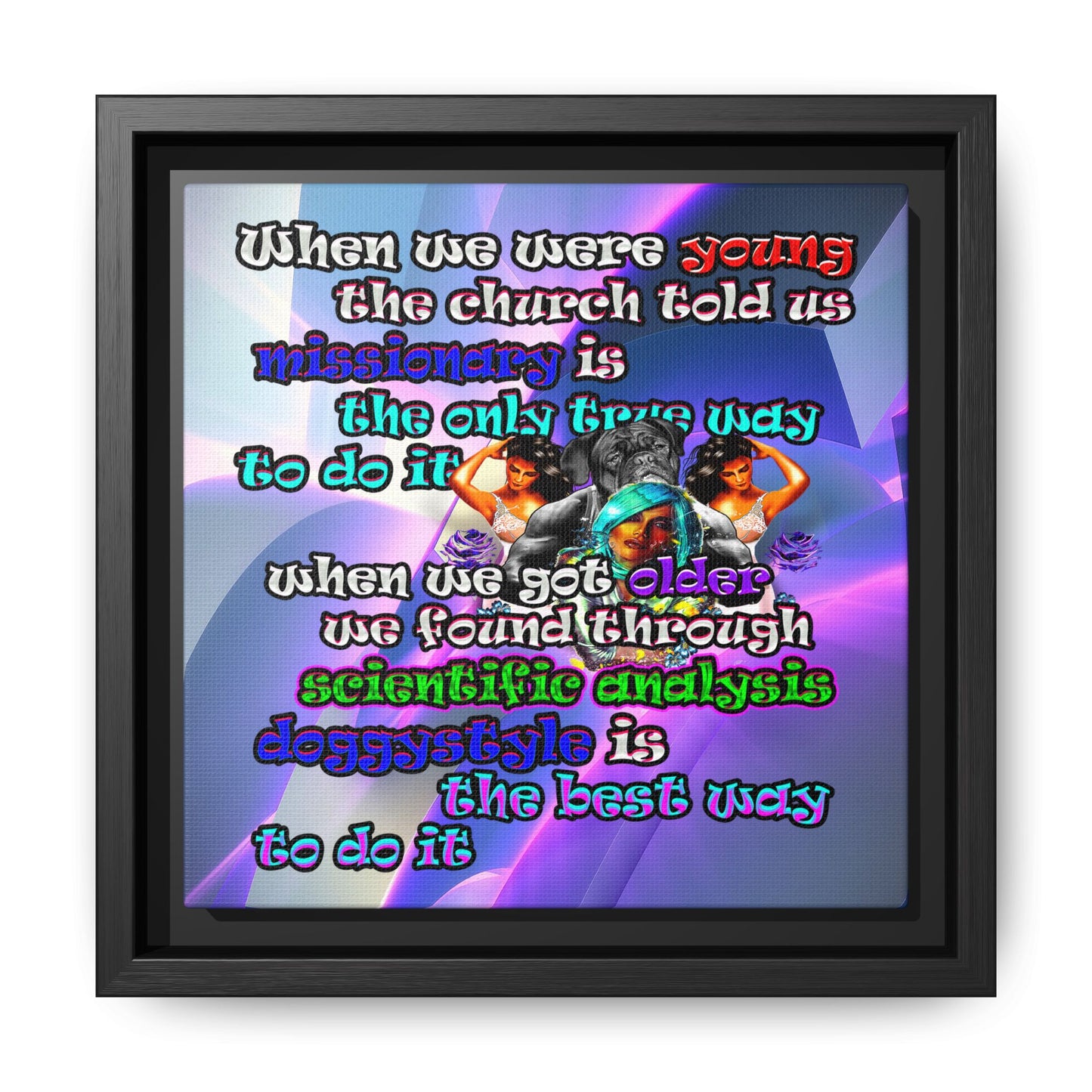 doggystyle - framed canvas art (grey-pink wave)