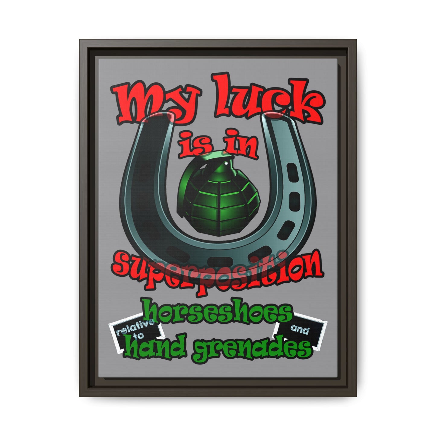my luck - framed canvas art (grey)
