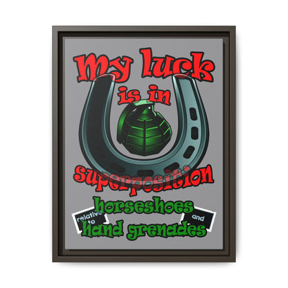 my luck - framed canvas art (grey)