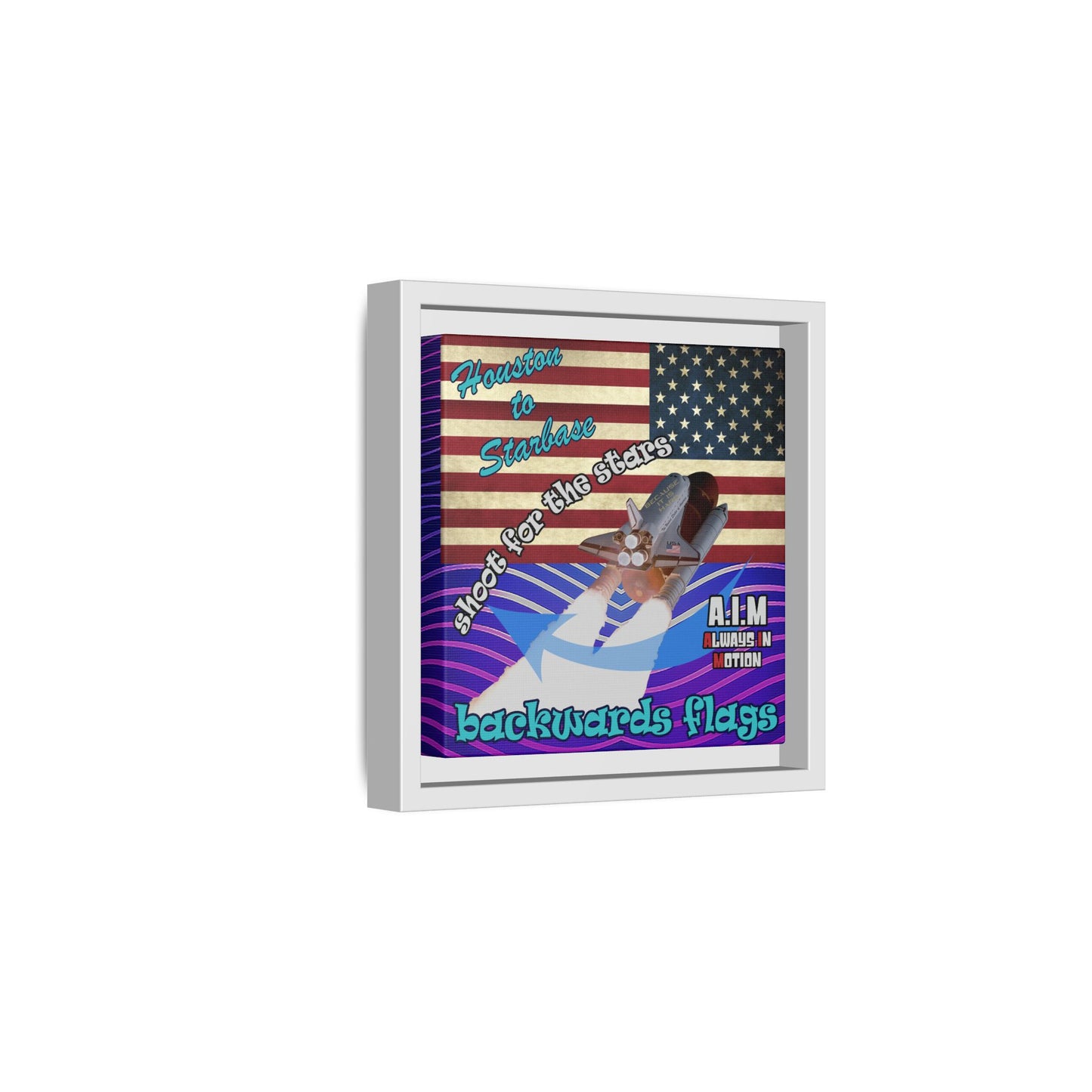 shoot for the stars - framed canvas art (purple wave)