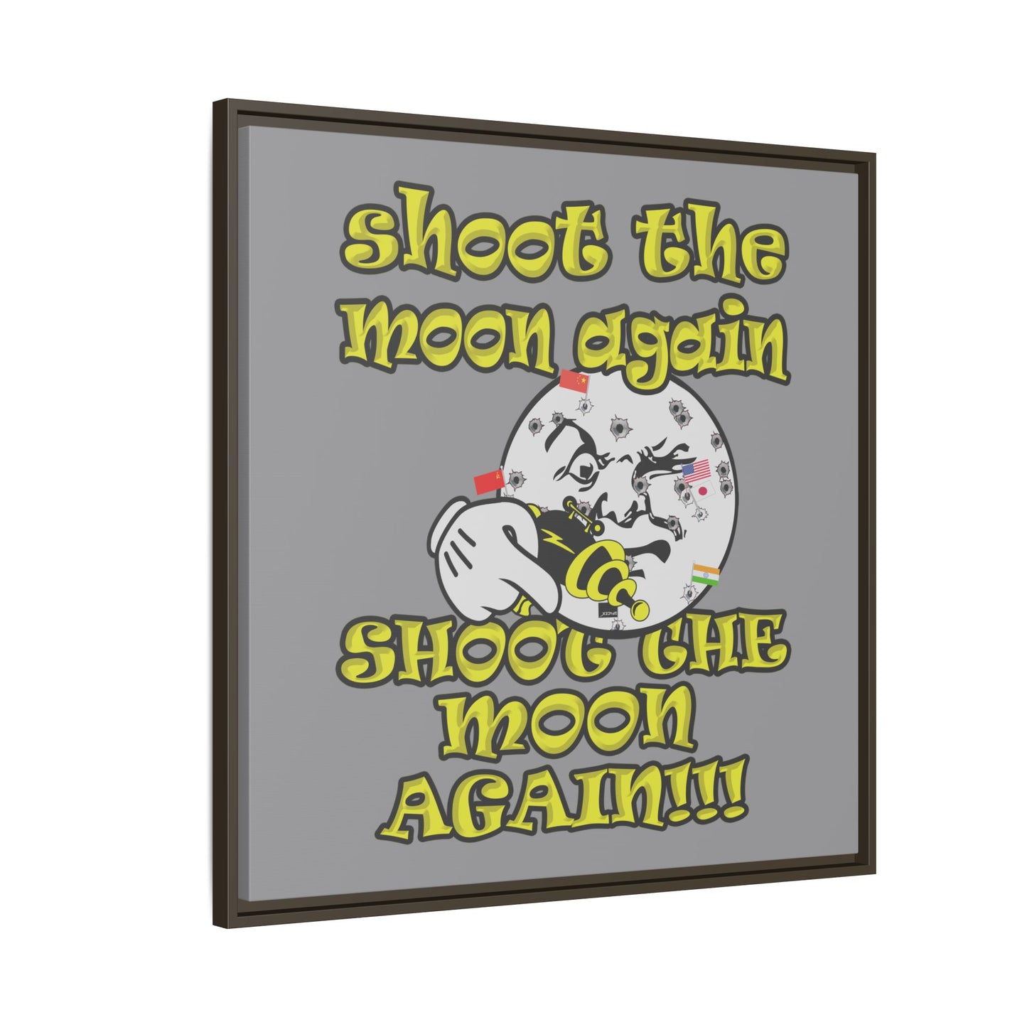 shoot the moon again - framed canvas art (grey)