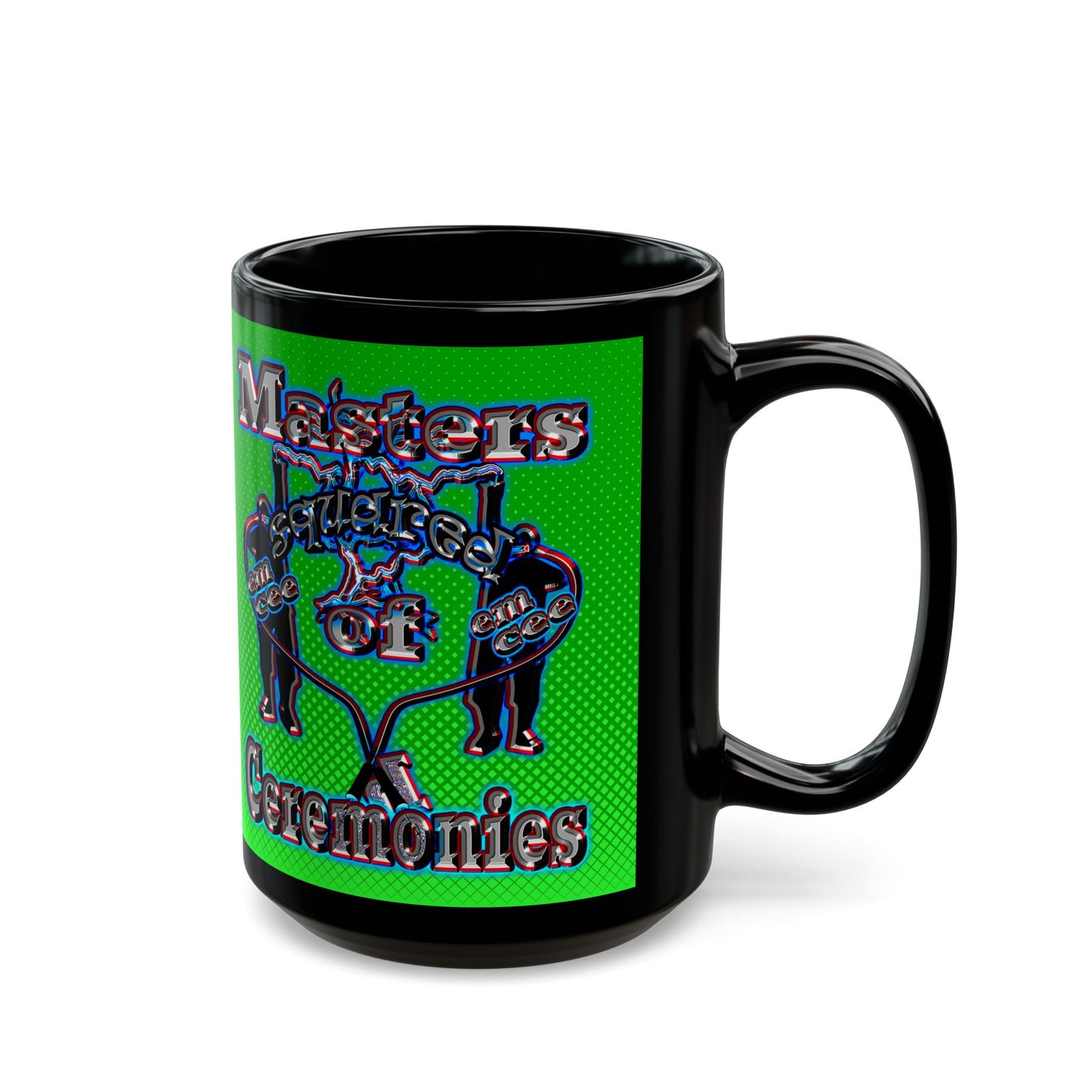 em cee squared - Black Mug (logo green)