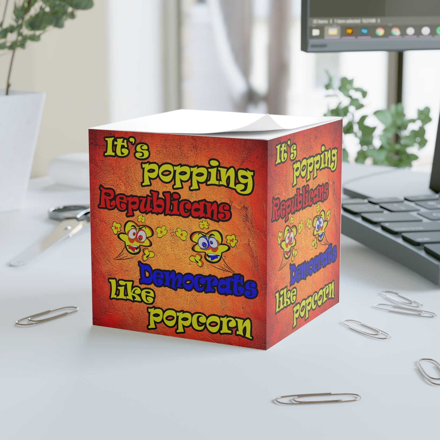 popping like popcorn - note cube (burnt orange)