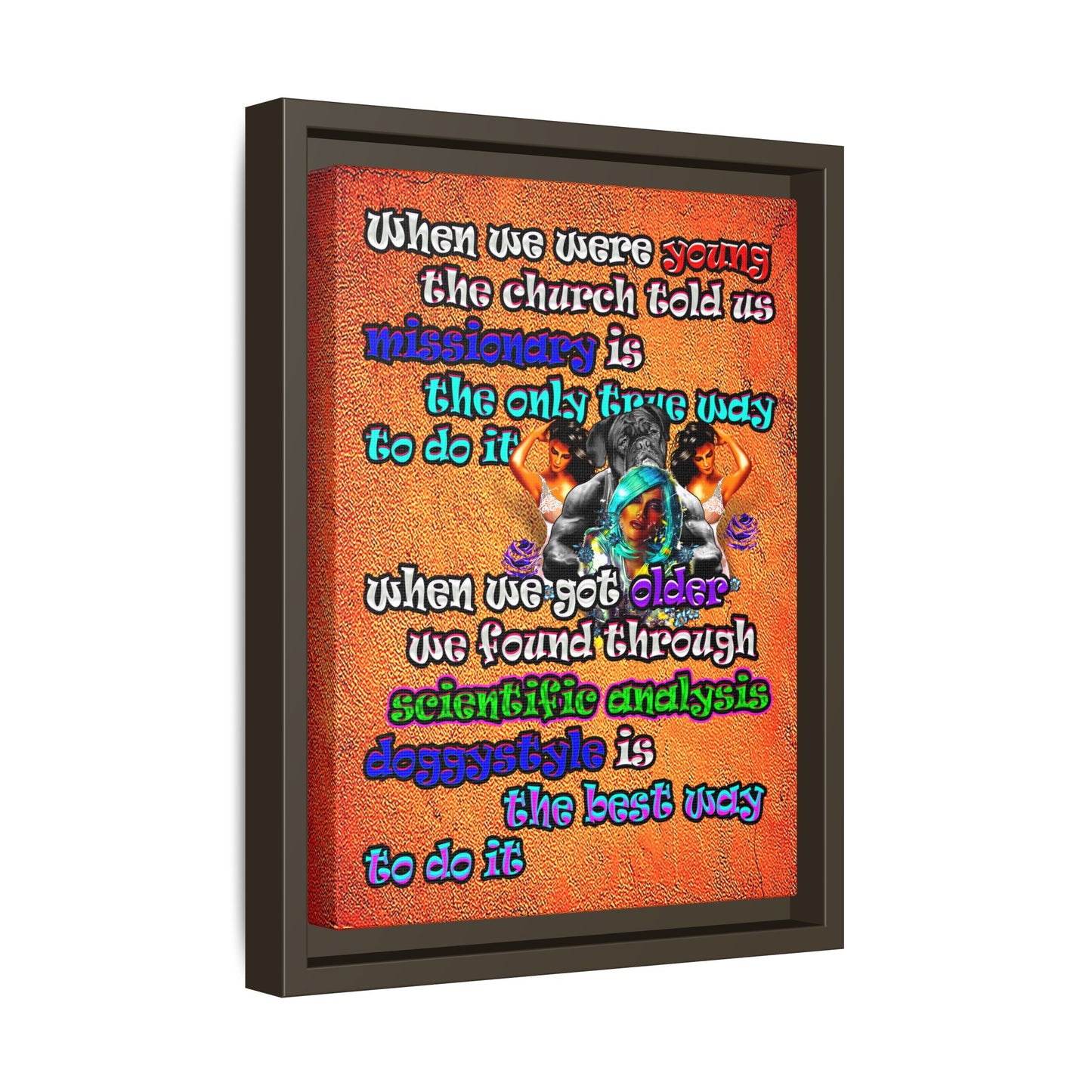 doggystyle - framed canvas art (burnt orange)