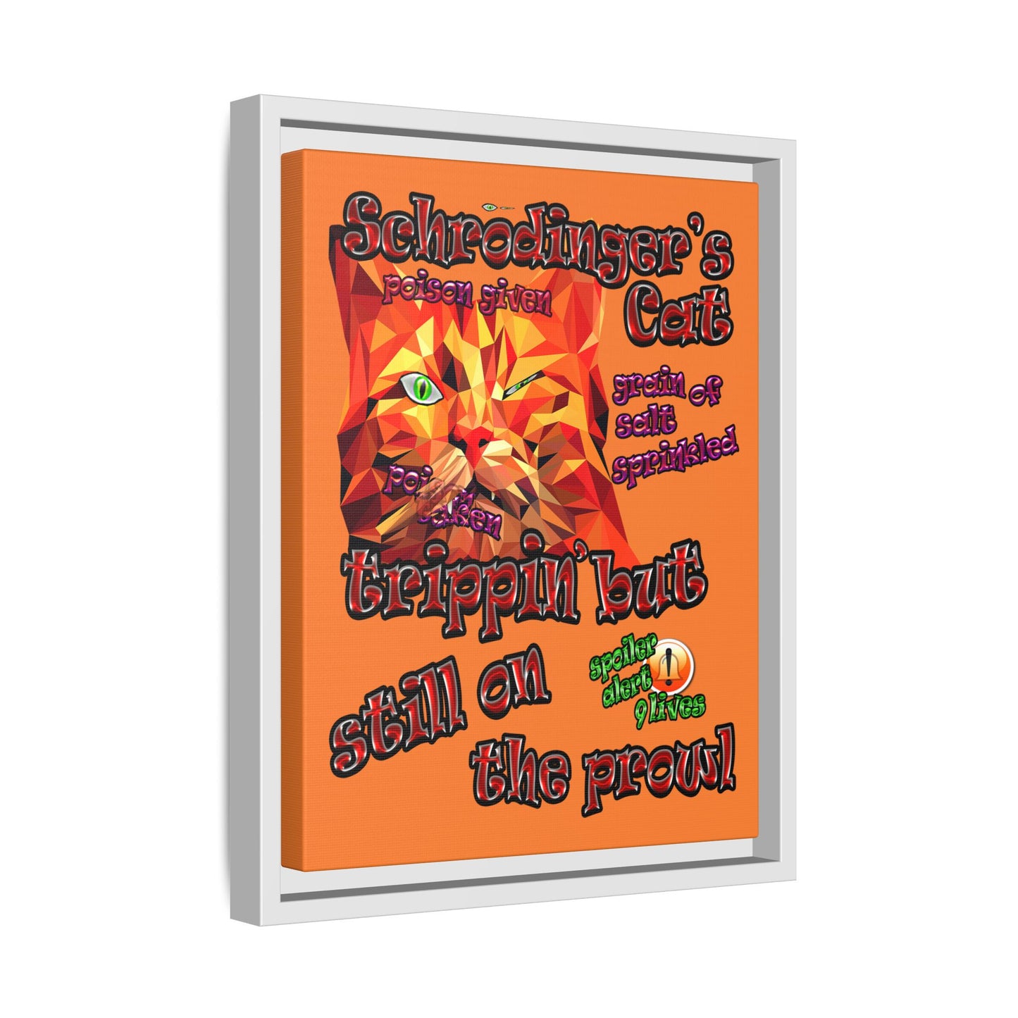 schrodinger's cat - framed canvas art (crusta)