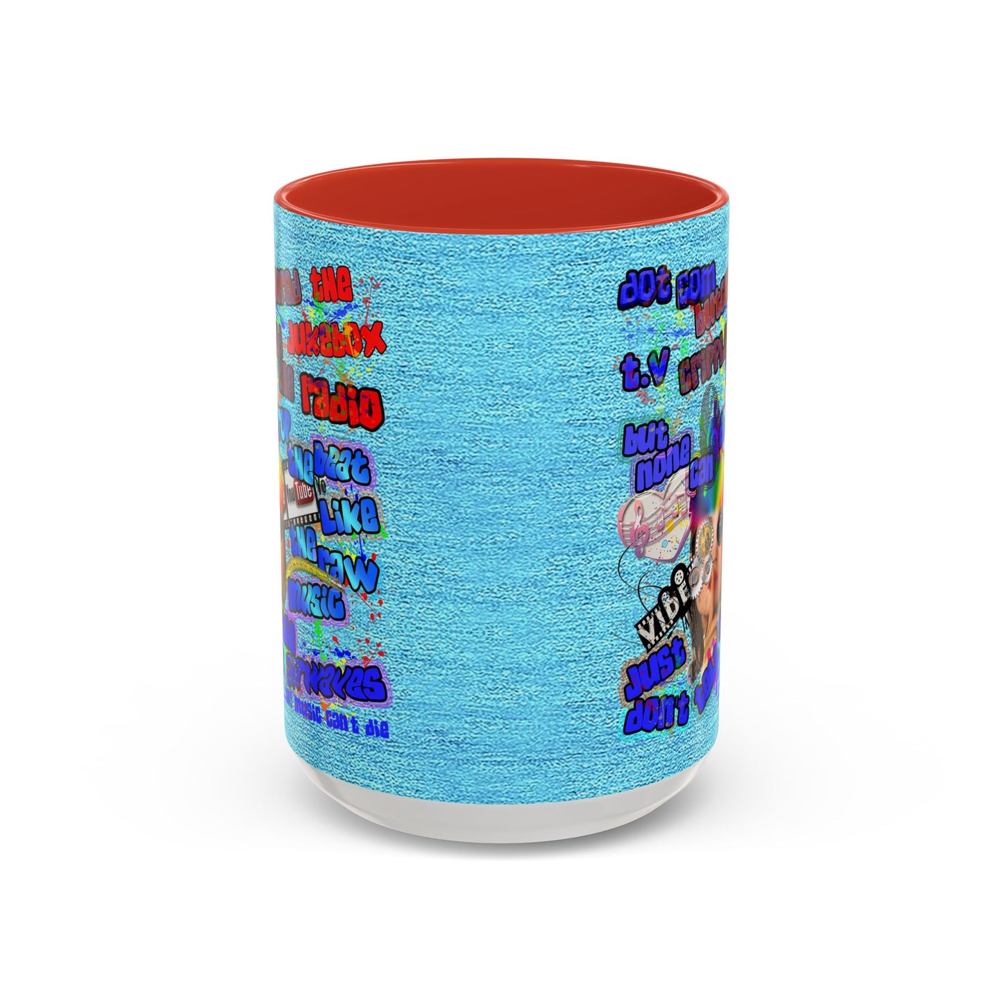 drop the beat - Accent Mug (faded blue)