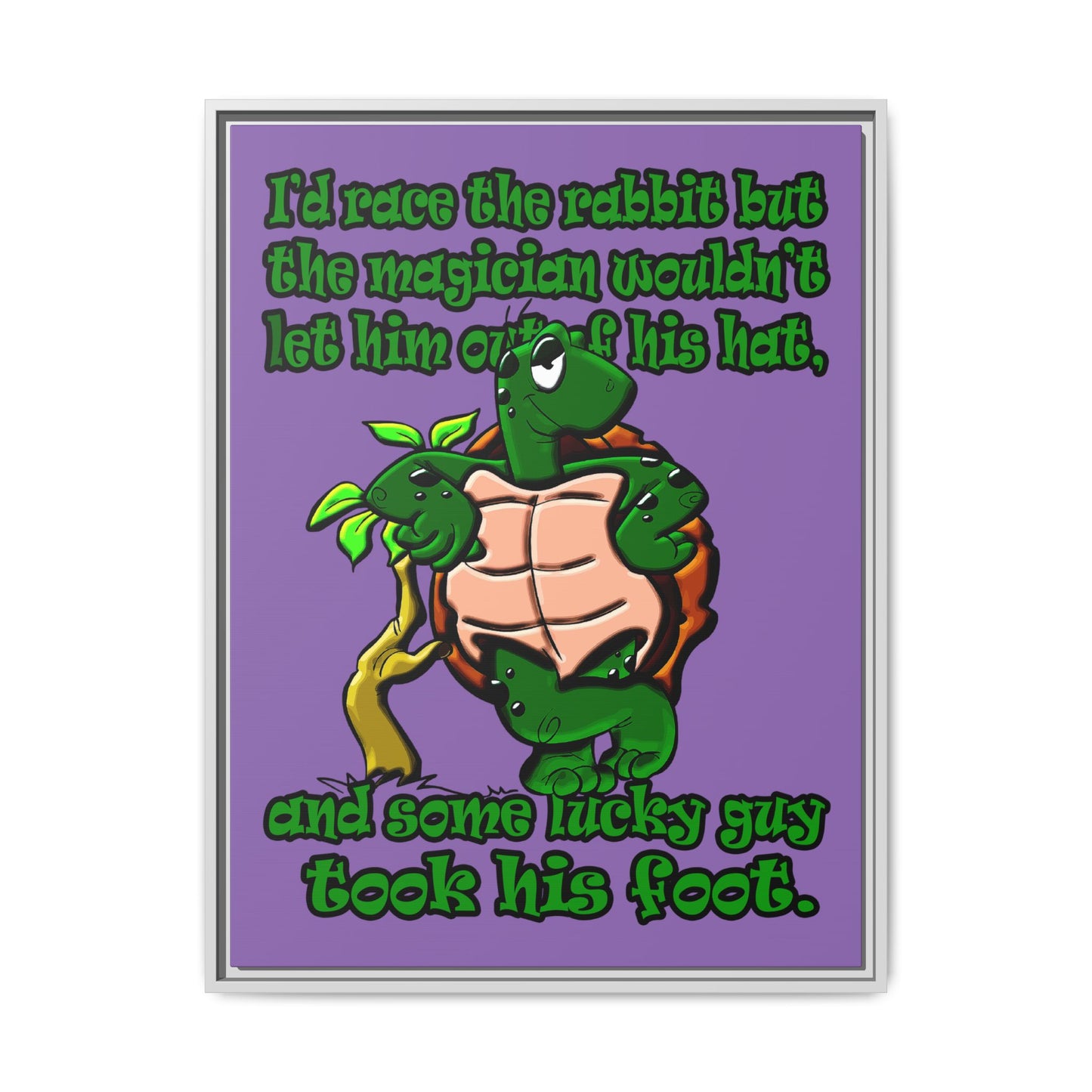 turtle race - framed canvas art (light purple)