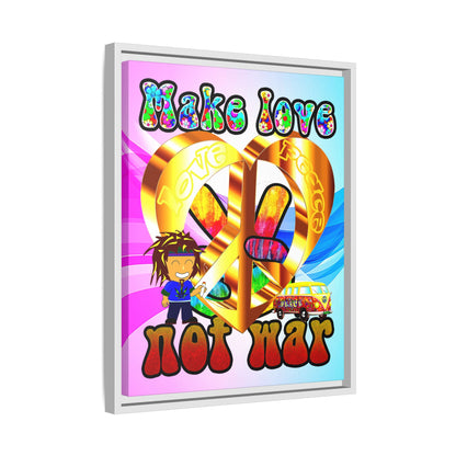love peace - framed canvas art (light blue-pink wave)