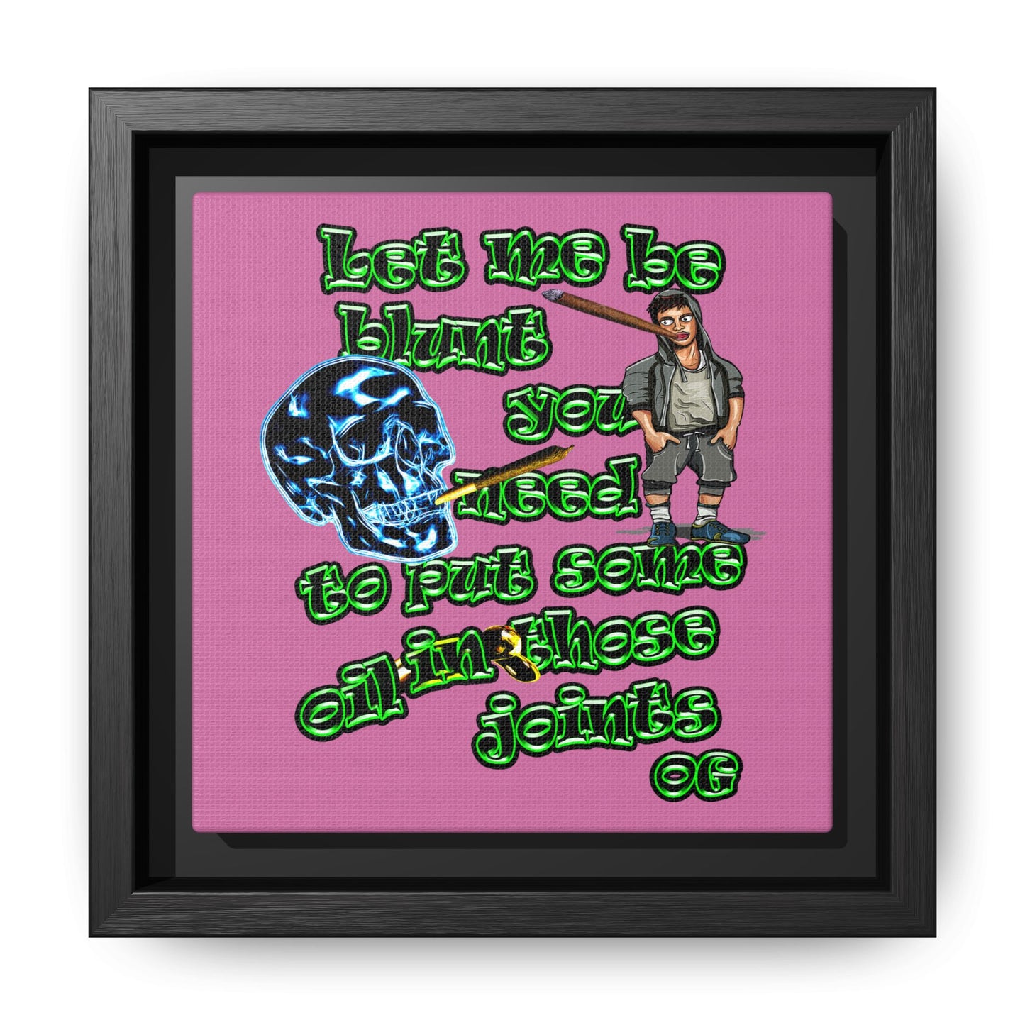 og - framed canvas art (light pink)