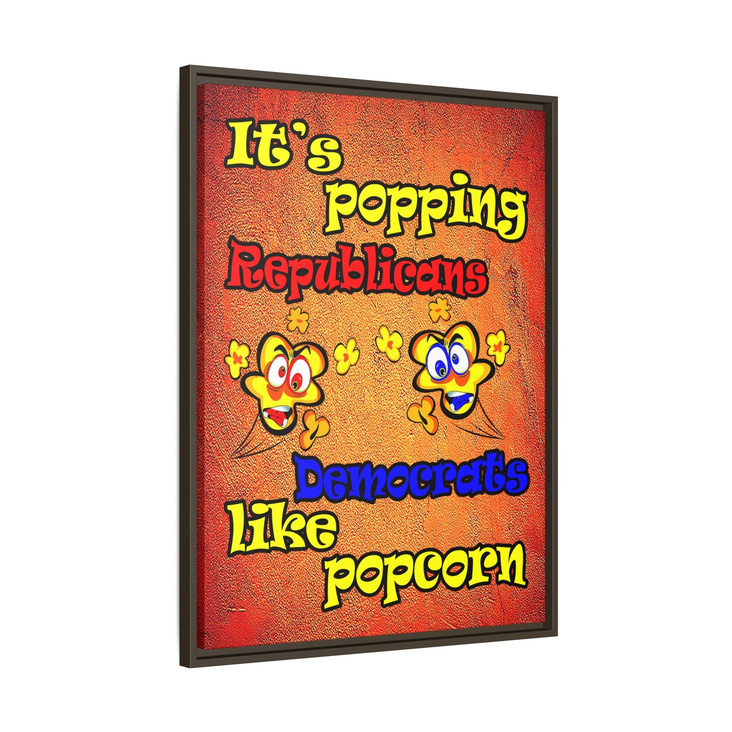 popping like popcorn - framed canvas art (burnt orange)