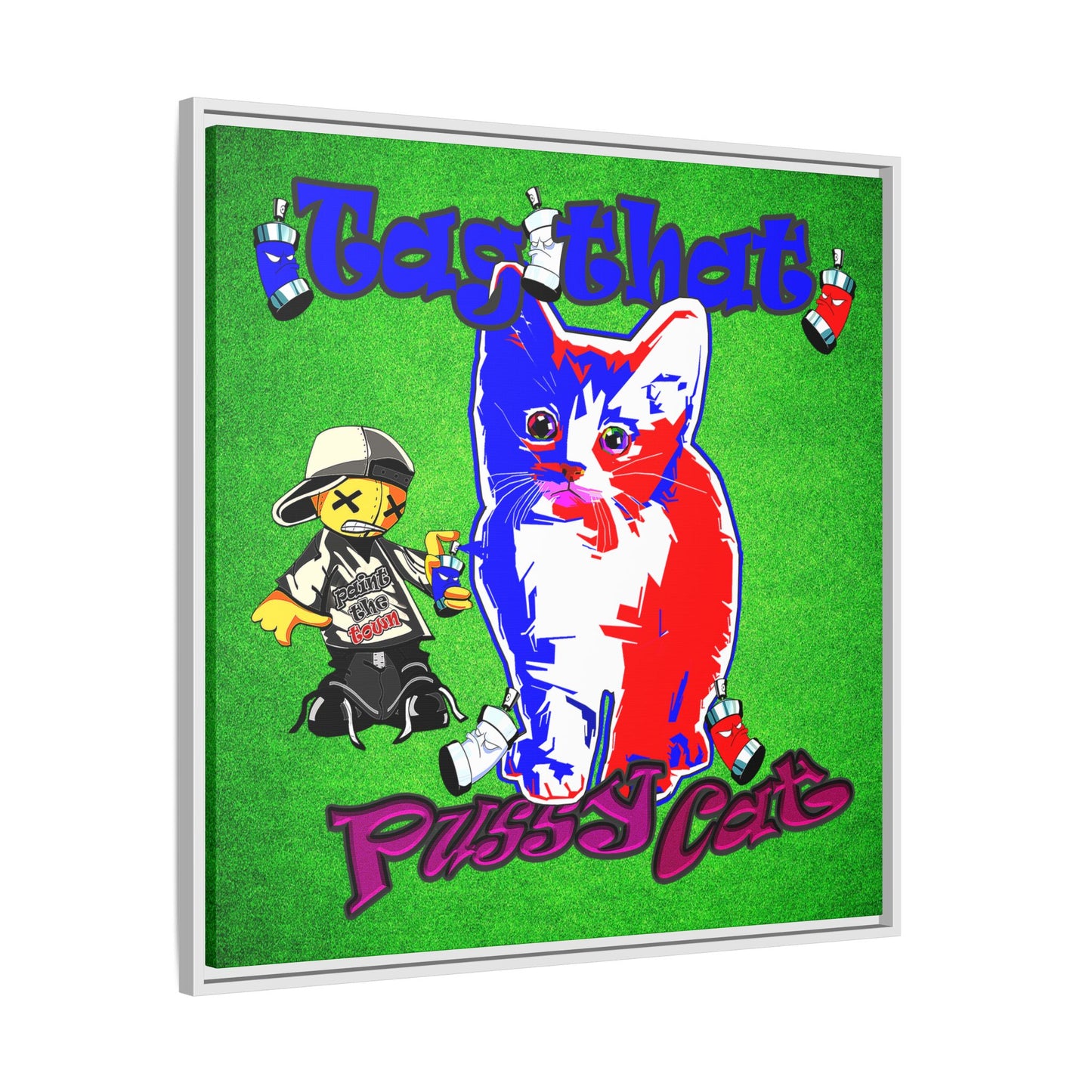 tag that - framed canvas art (green turf)