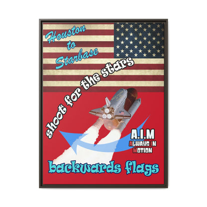 shoot for the stars - framed canvas art (dark red)