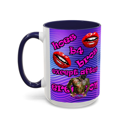 hoes b4 bros - Accent Mug (purple wave)