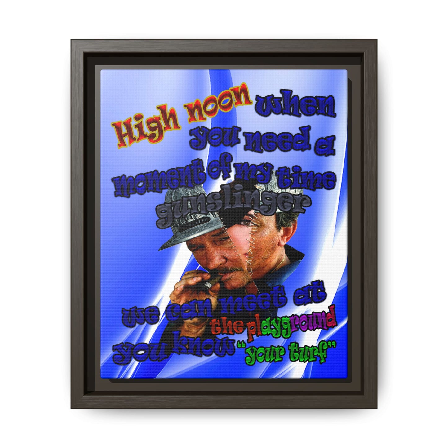 high noon - framed canvas art (blue-white wave)