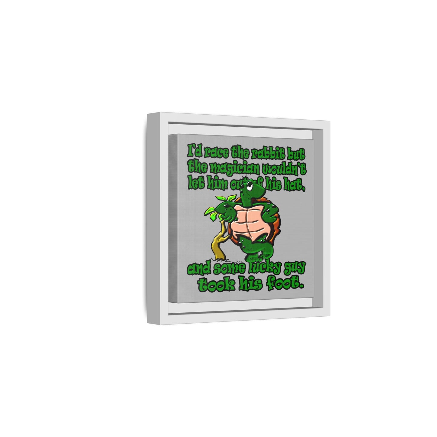 turtle race - framed canvas art (light grey)