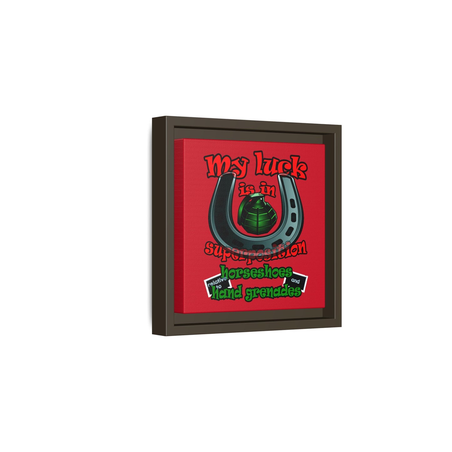 my luck - framed canvas art (dark red)
