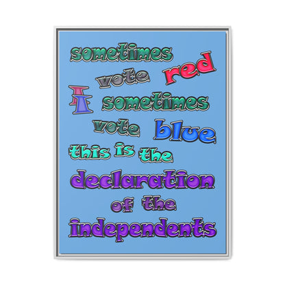 declaration of the independents - framed canvas art (light blue)