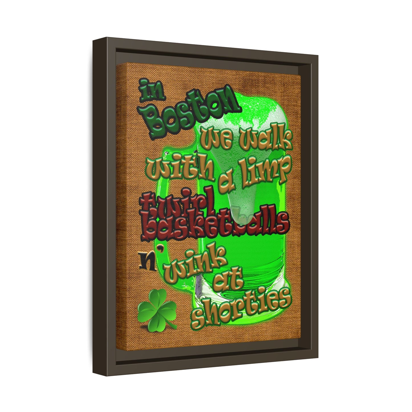 celtics logo - framed canvas art (brown papyrus)