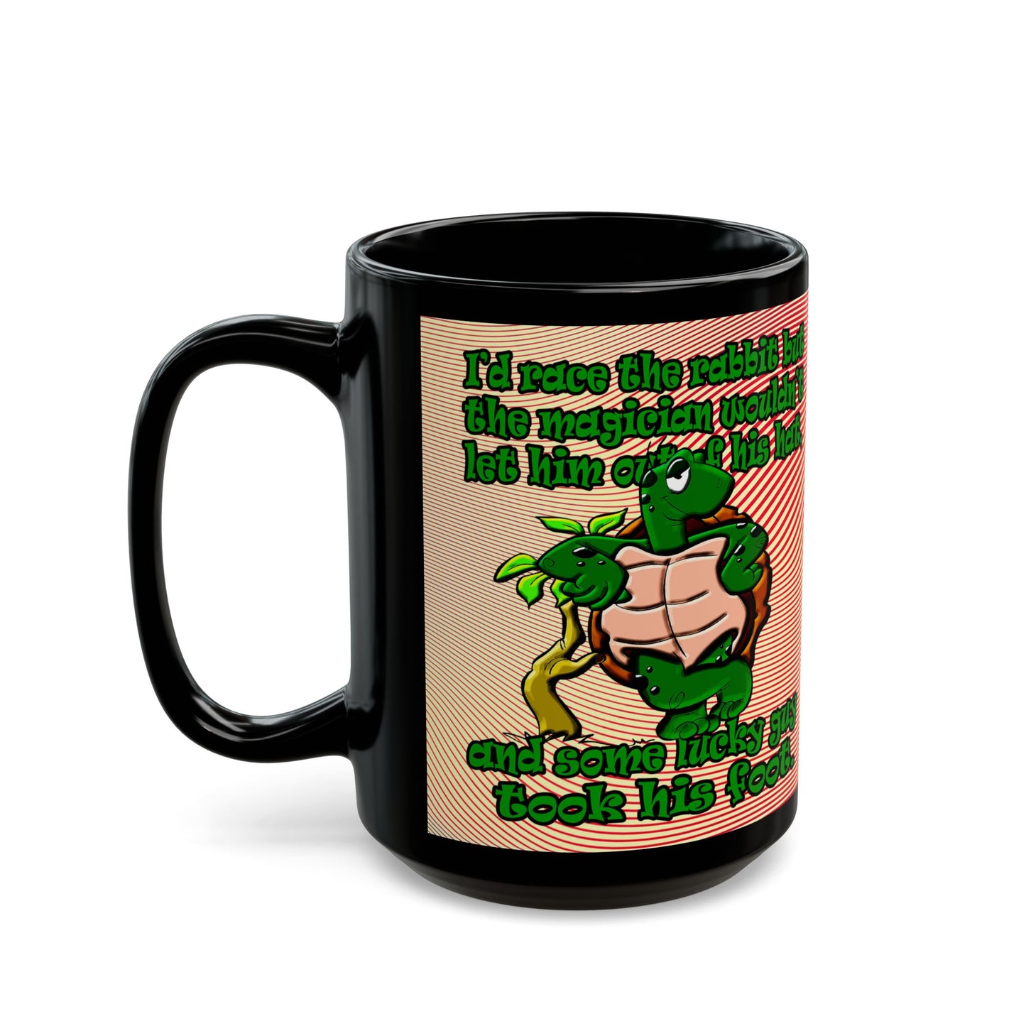 turtle race - Black Mug (yellow-orange wave)
