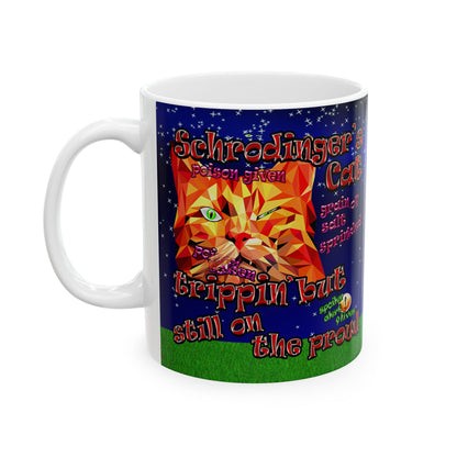schrodinger's cat - White Mug ('snoops' background)