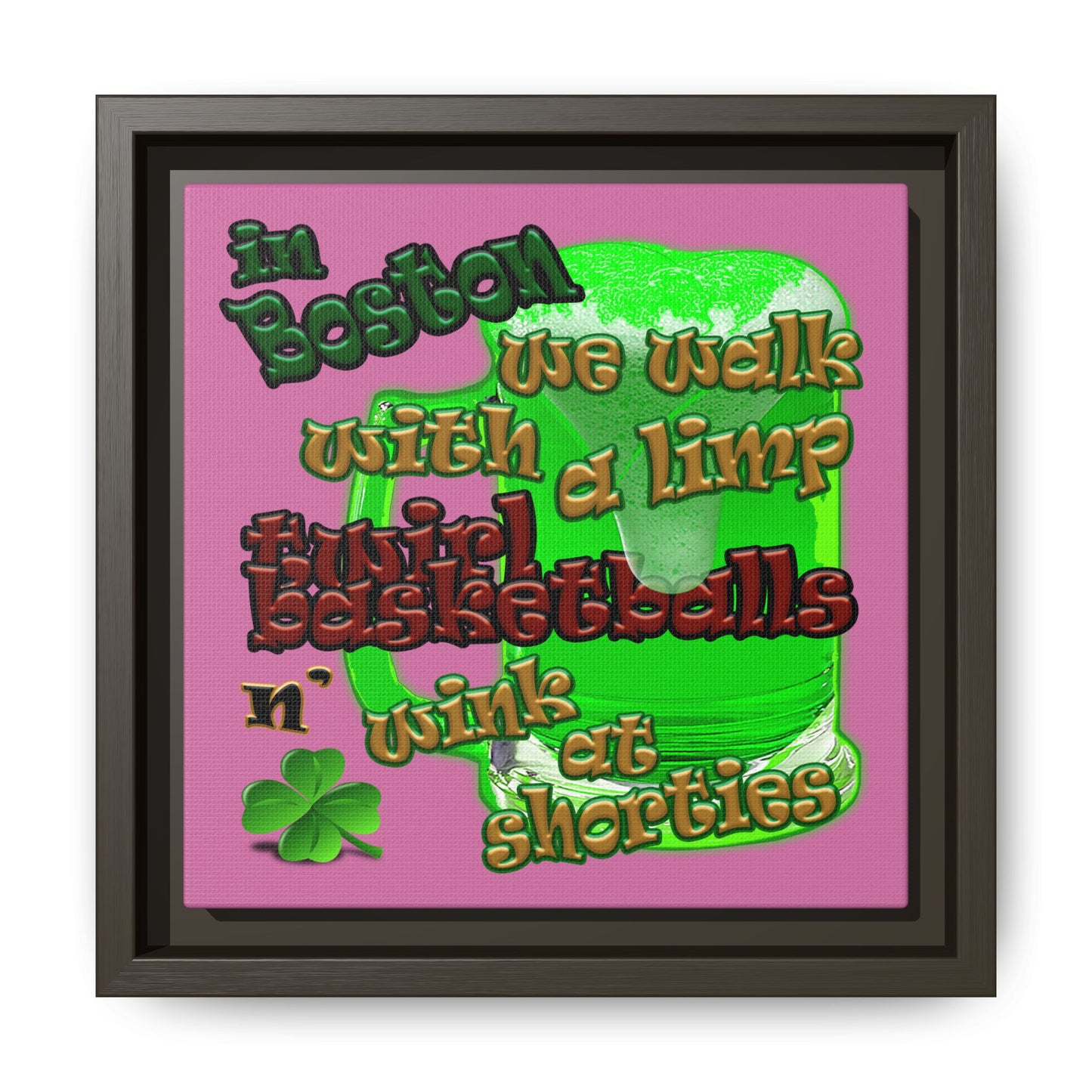 celtics logo - framed canvas art (light pink)