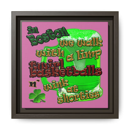 celtics logo - framed canvas art (light pink)