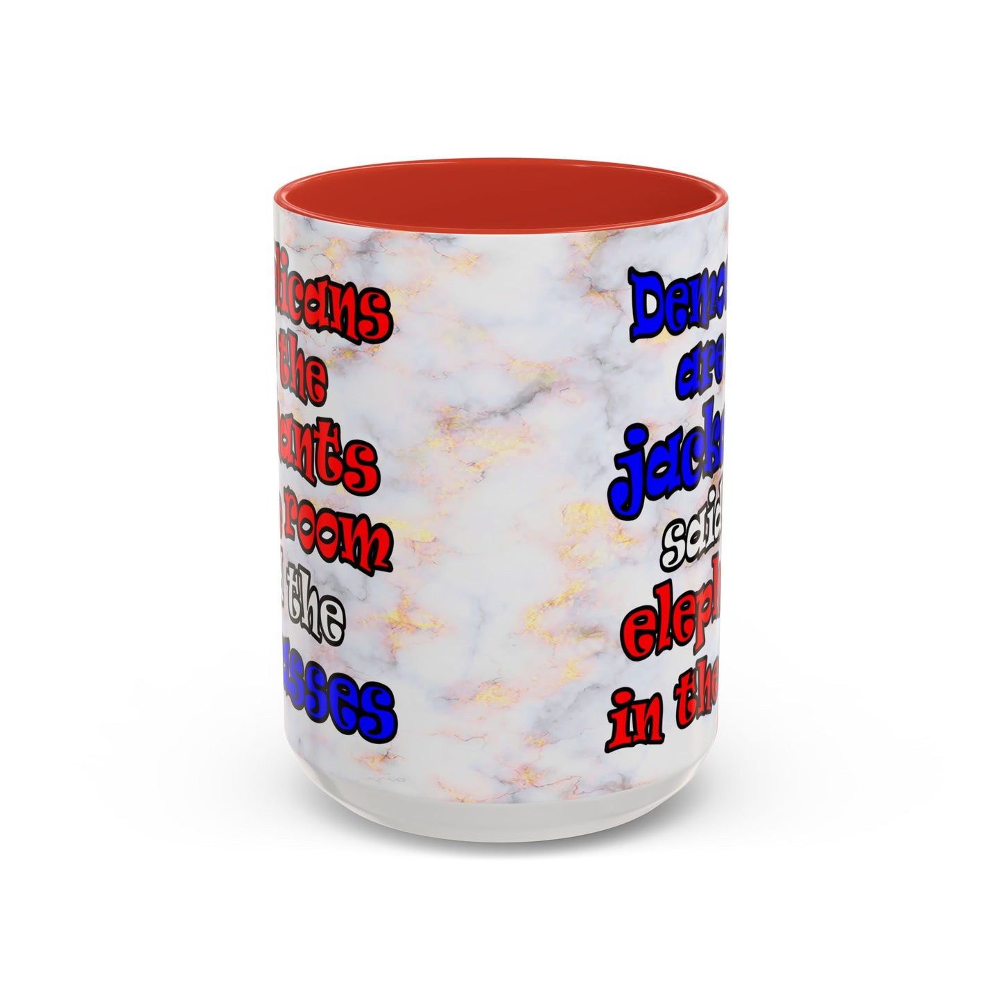 donkeys and elephants - Accent Mug (white marble)