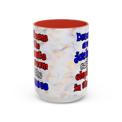 donkeys and elephants - Accent Mug (white marble)