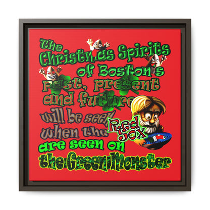 christmas spirits of boston - framed canvas art (red)