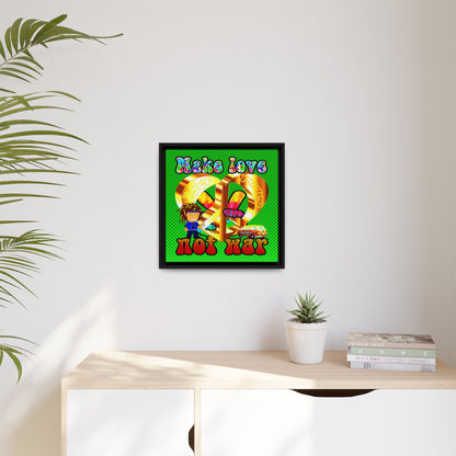 love peace - framed canvas art (logo green)