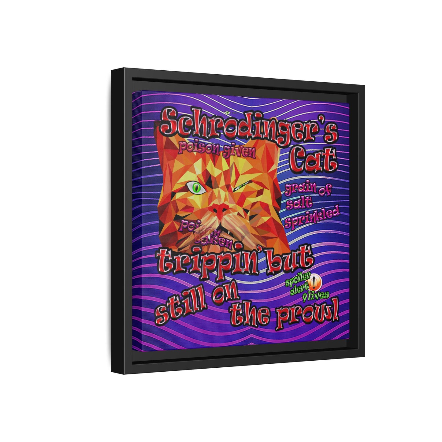 schrodinger's cat - framed canvas art (purple wave)