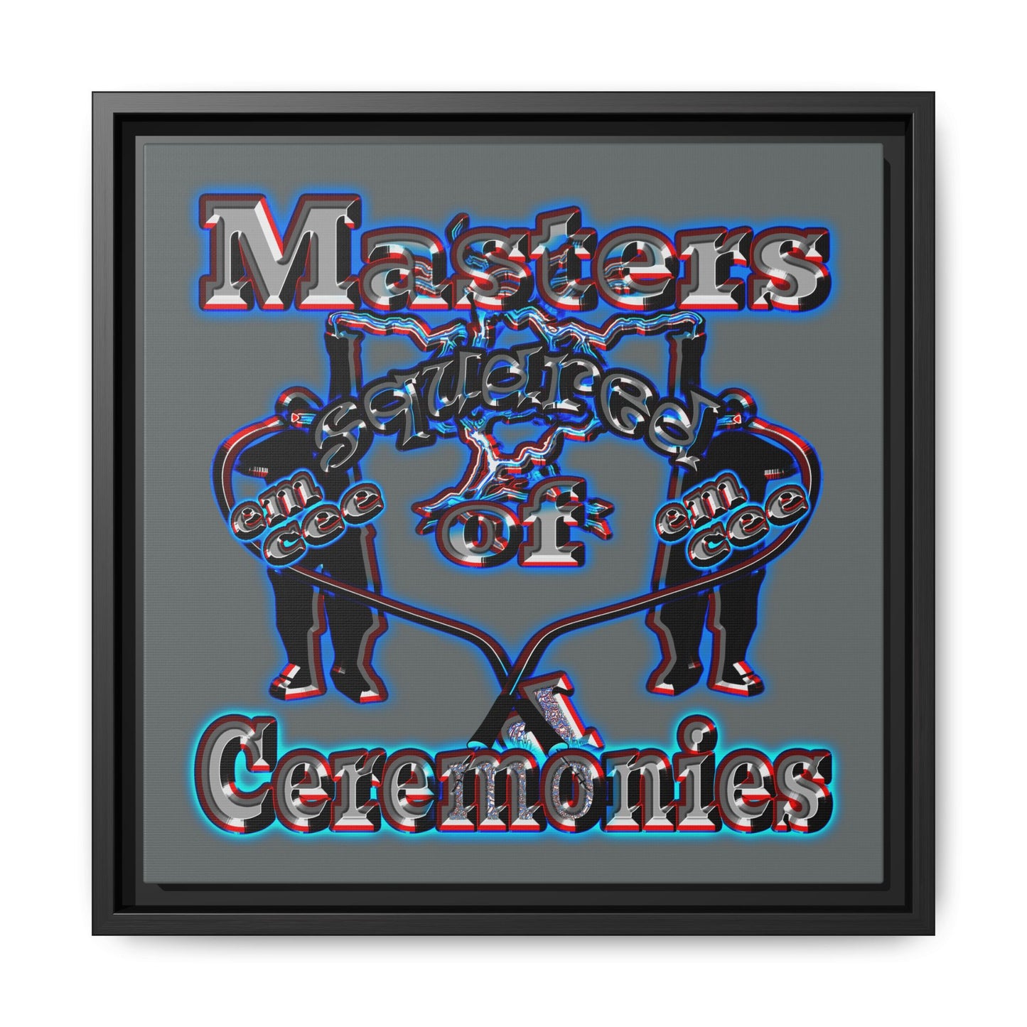 em cee squared - framed canvas art (dark grey)