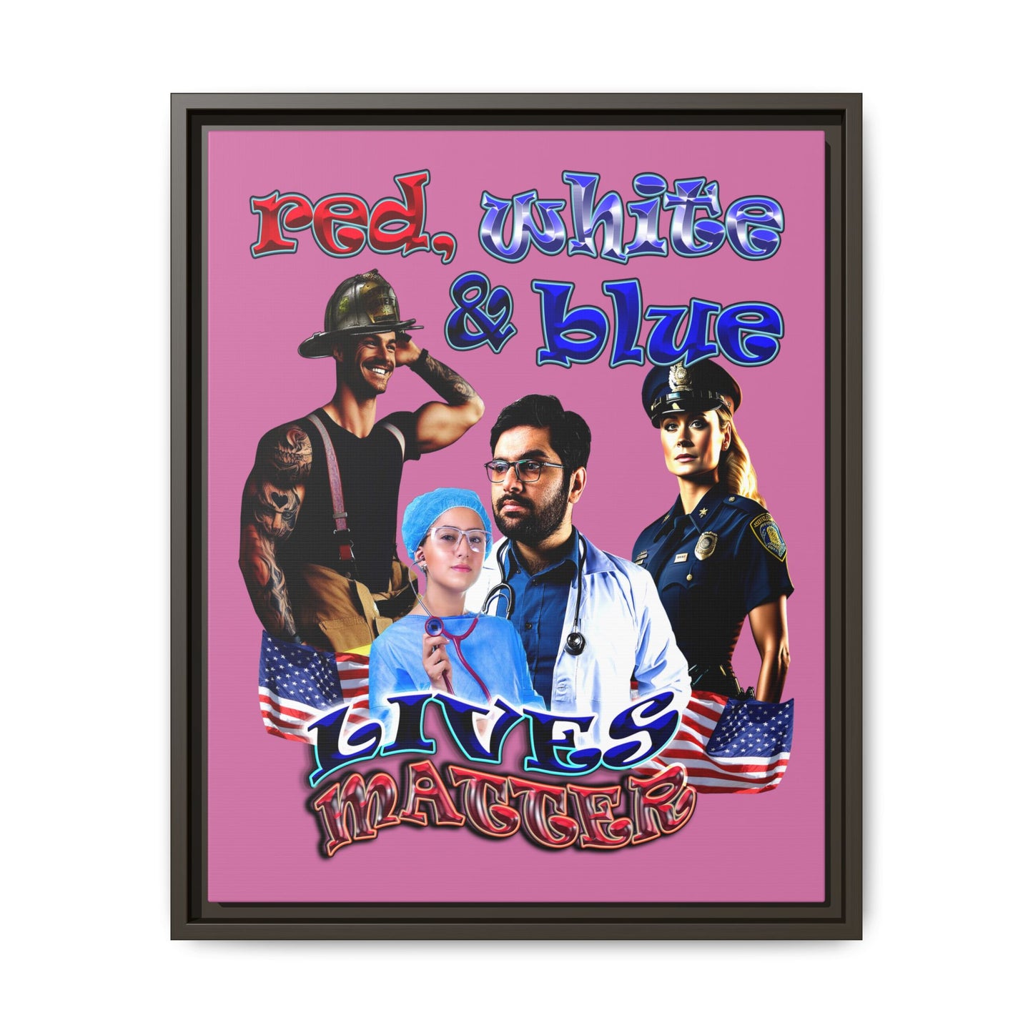 rw&b lives matter - framed canvas art (light pink)