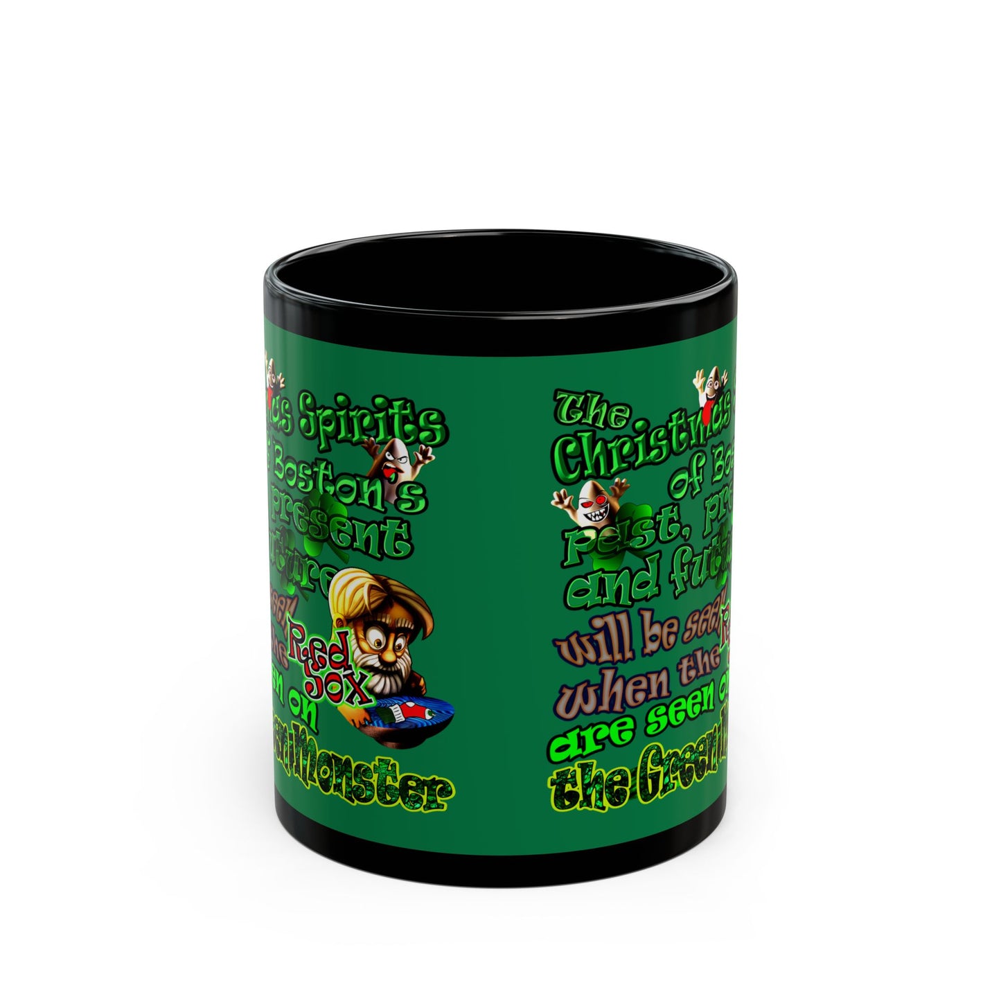 christmas spirits of boston - Black Mug (dark green)