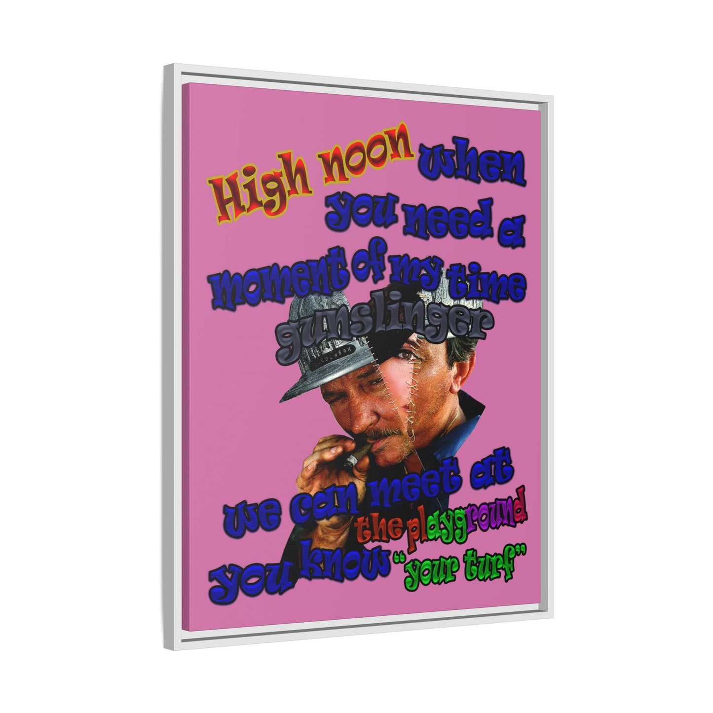 high noon - framed canvas art (light pink)