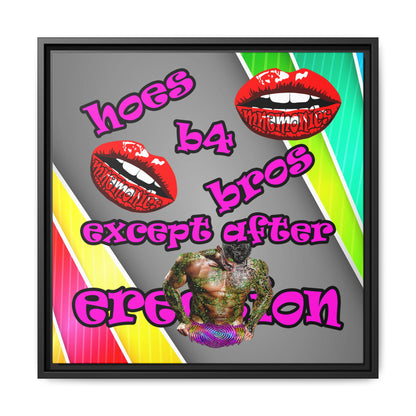 hoes b4 bros - framed canvas art (rainbow split)