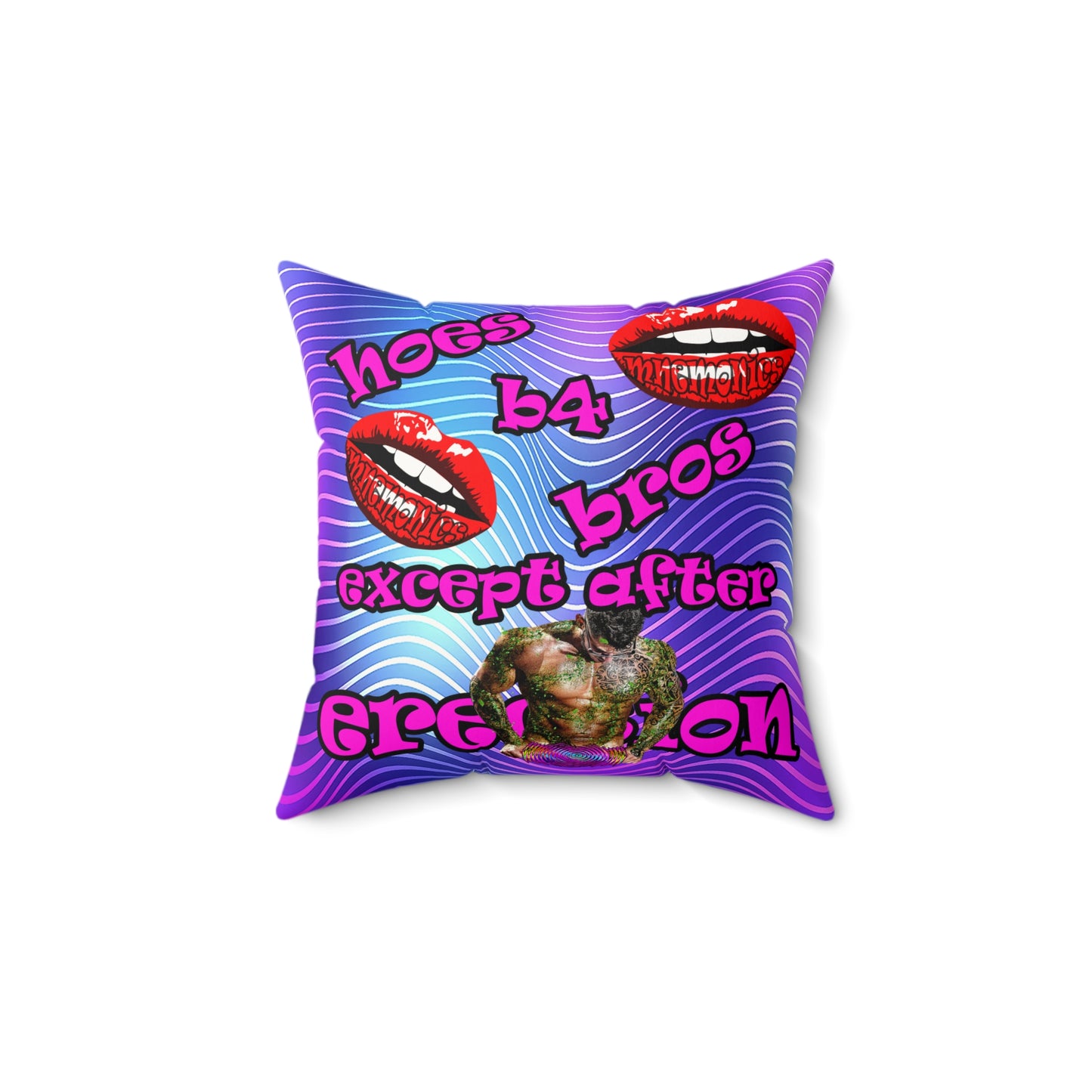 hoes b4 bros - Faux Suede Square Pillow - (purple wave)