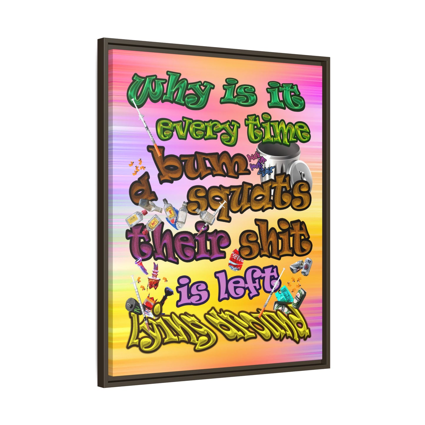 the bum's shit - framed canvas art (color blur)