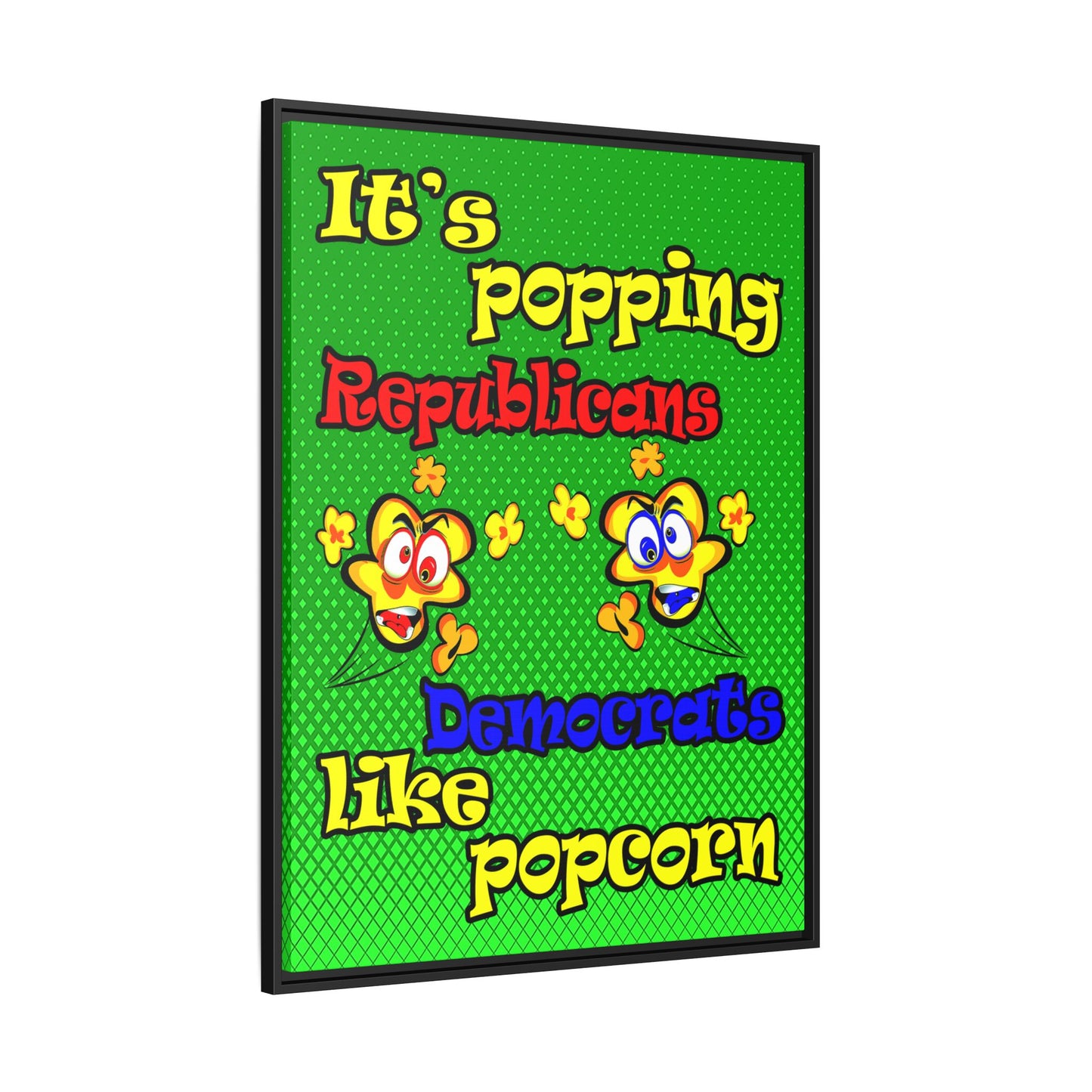 popping like popcorn - framed canvas art (logo green)
