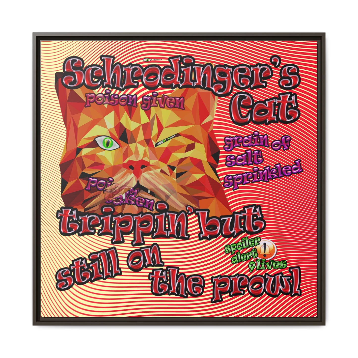 schrodinger's cat - framed canvas art (yellow-orange wave)