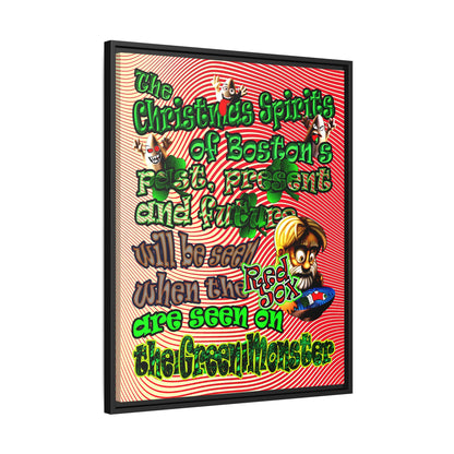 christmas spirits of boston - framed canvas art (yellow-orange wave)