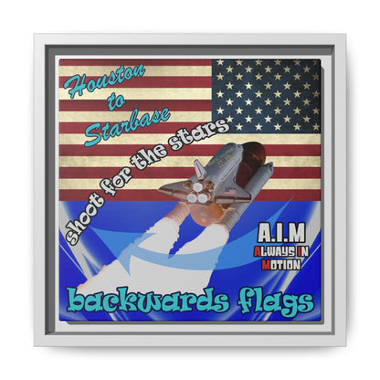 shoot for the stars - framed canvas art (blue-white wave)