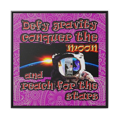 defy conquer reach - framed canvas art (pink swirl)