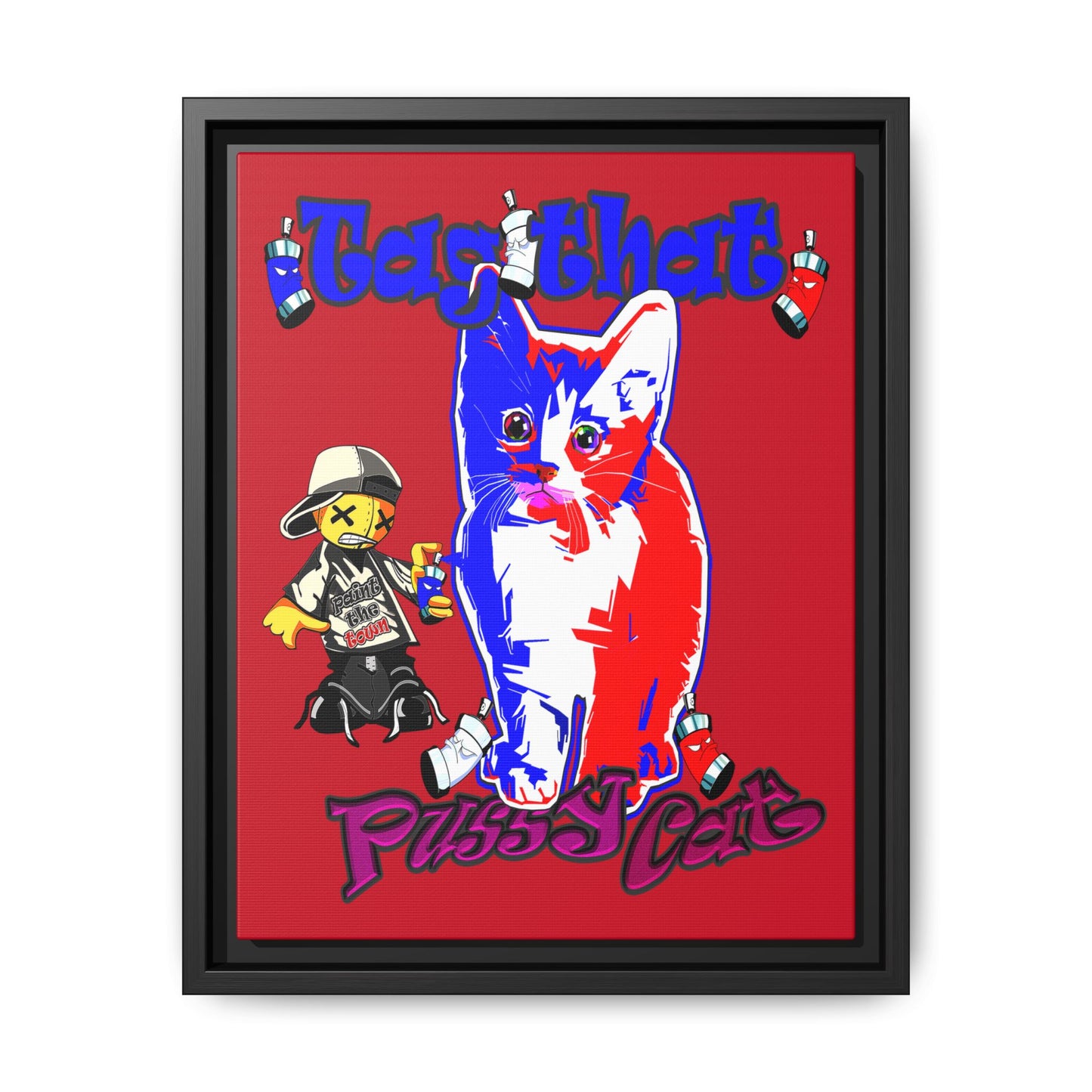 tag that - framed canvas art (dark red)