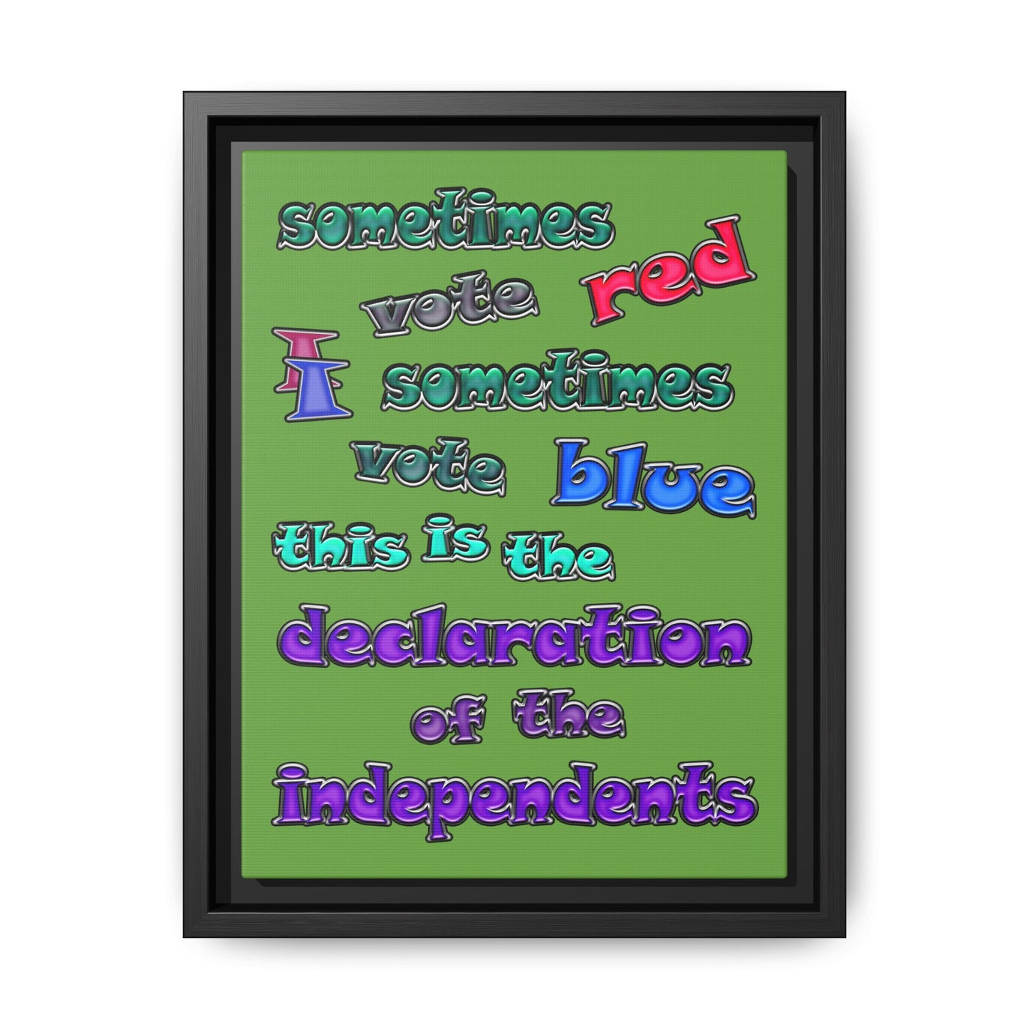 declaration of the independents - framed canvas art (green)