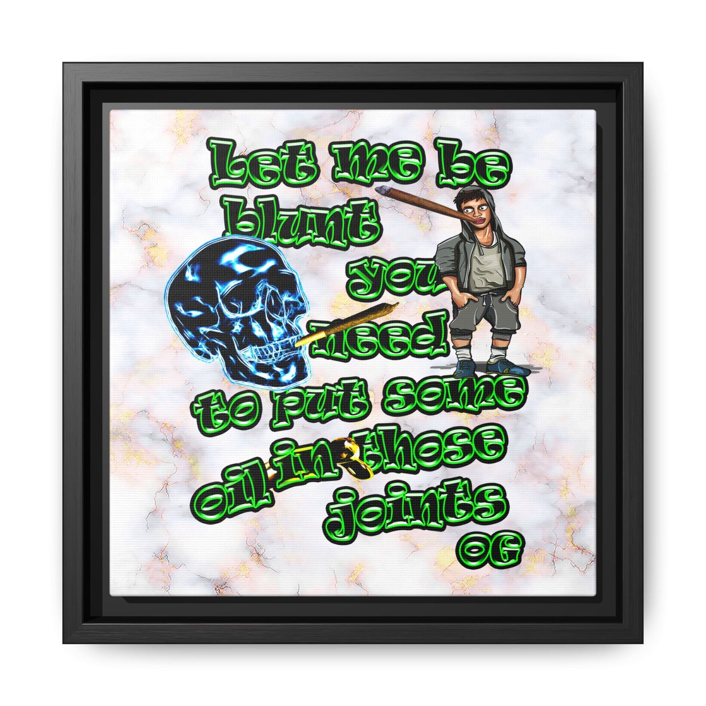 og - framed canvas art (white marble)